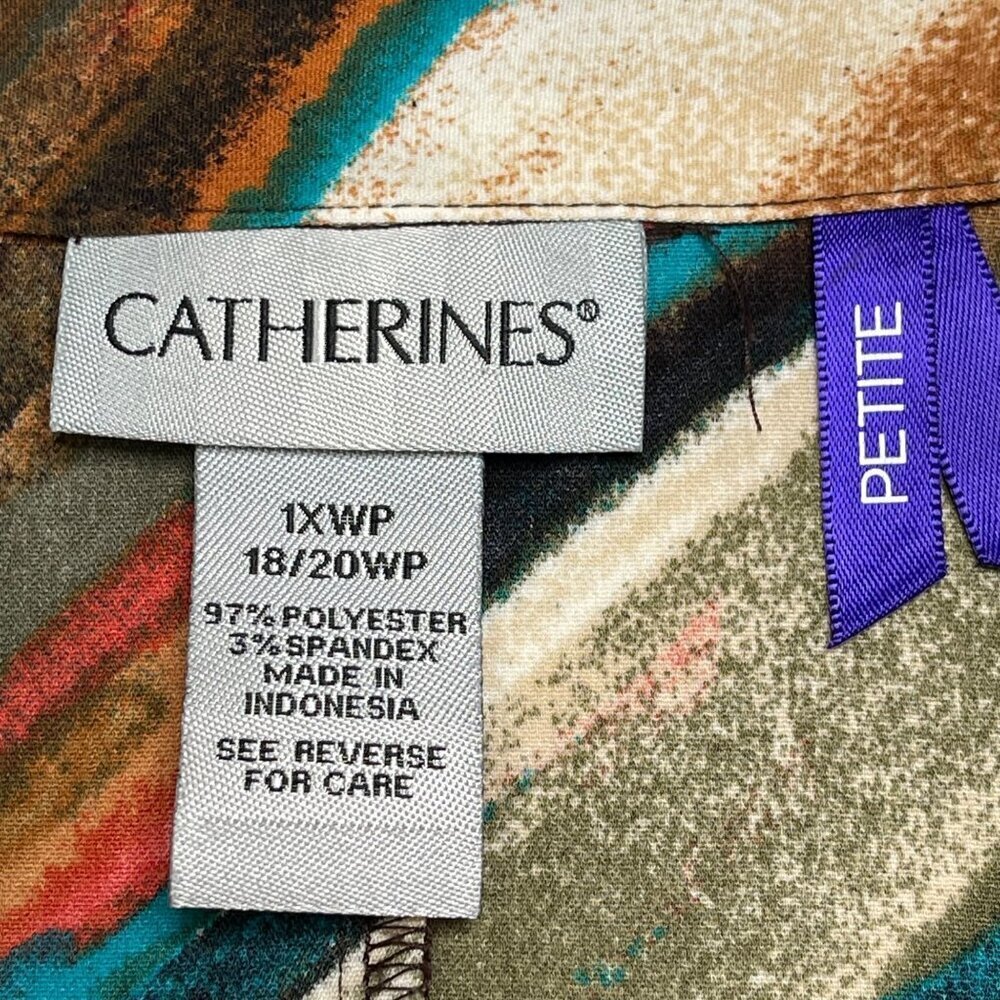 Catherines Multi Color Pleated Button Front Roll … - image 5